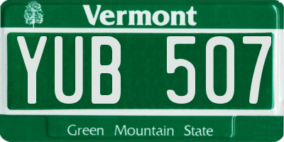 VT license plate YUB507