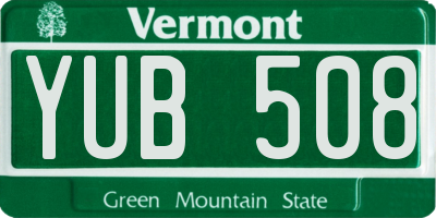 VT license plate YUB508