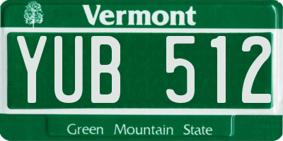 VT license plate YUB512