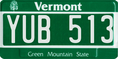 VT license plate YUB513