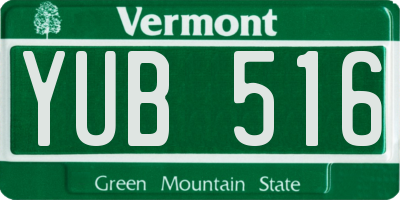 VT license plate YUB516
