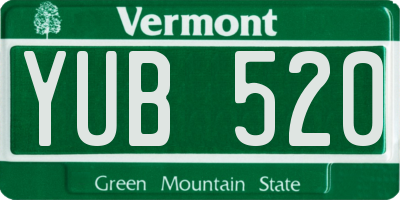 VT license plate YUB520