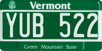 VT license plate YUB522