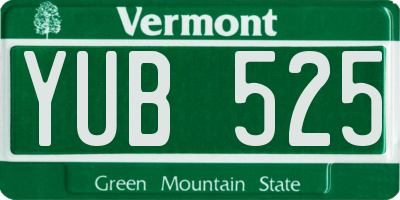 VT license plate YUB525