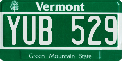 VT license plate YUB529