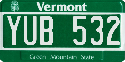 VT license plate YUB532