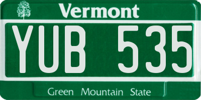 VT license plate YUB535
