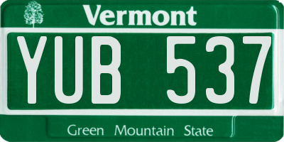 VT license plate YUB537