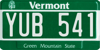 VT license plate YUB541