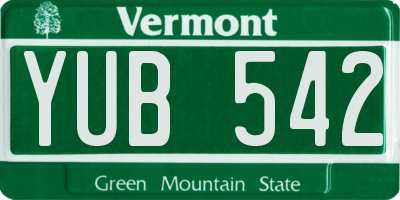 VT license plate YUB542
