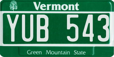 VT license plate YUB543