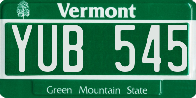 VT license plate YUB545