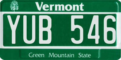 VT license plate YUB546