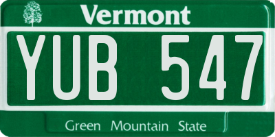 VT license plate YUB547