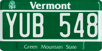 VT license plate YUB548