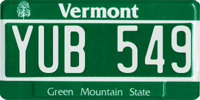 VT license plate YUB549