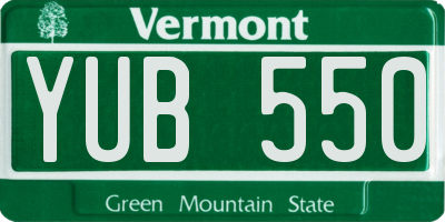 VT license plate YUB550