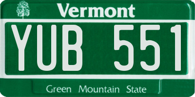 VT license plate YUB551