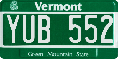 VT license plate YUB552
