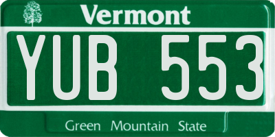 VT license plate YUB553