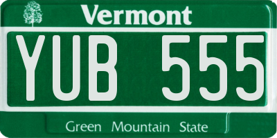 VT license plate YUB555