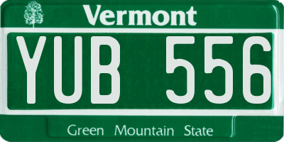 VT license plate YUB556