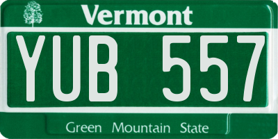 VT license plate YUB557
