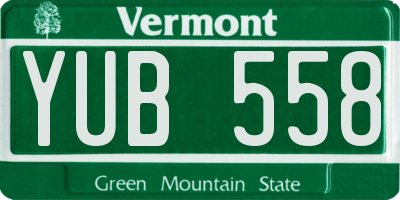 VT license plate YUB558