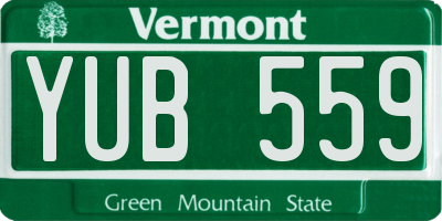 VT license plate YUB559