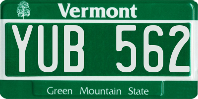 VT license plate YUB562