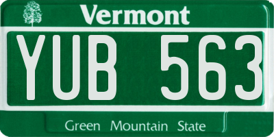 VT license plate YUB563