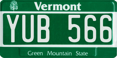VT license plate YUB566