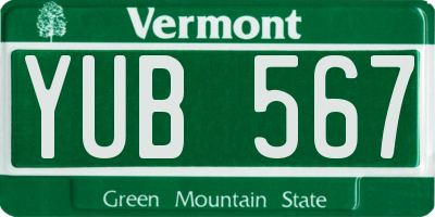 VT license plate YUB567