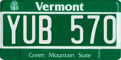 VT license plate YUB570