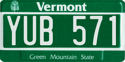 VT license plate YUB571