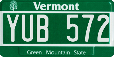 VT license plate YUB572