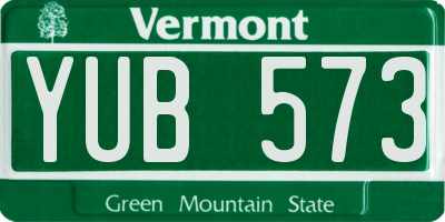 VT license plate YUB573