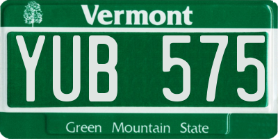 VT license plate YUB575