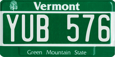 VT license plate YUB576