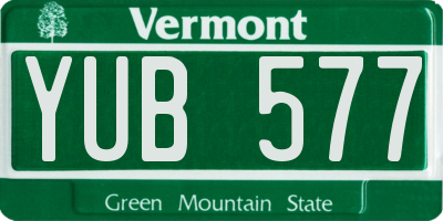 VT license plate YUB577