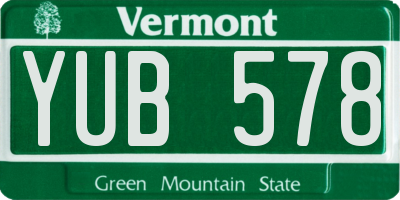 VT license plate YUB578