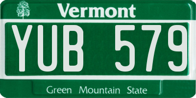 VT license plate YUB579