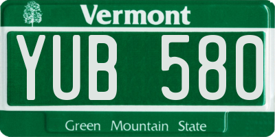 VT license plate YUB580