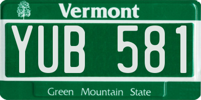VT license plate YUB581