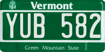 VT license plate YUB582