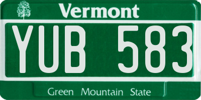 VT license plate YUB583