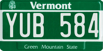VT license plate YUB584