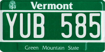 VT license plate YUB585