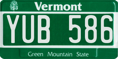 VT license plate YUB586
