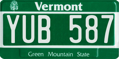 VT license plate YUB587